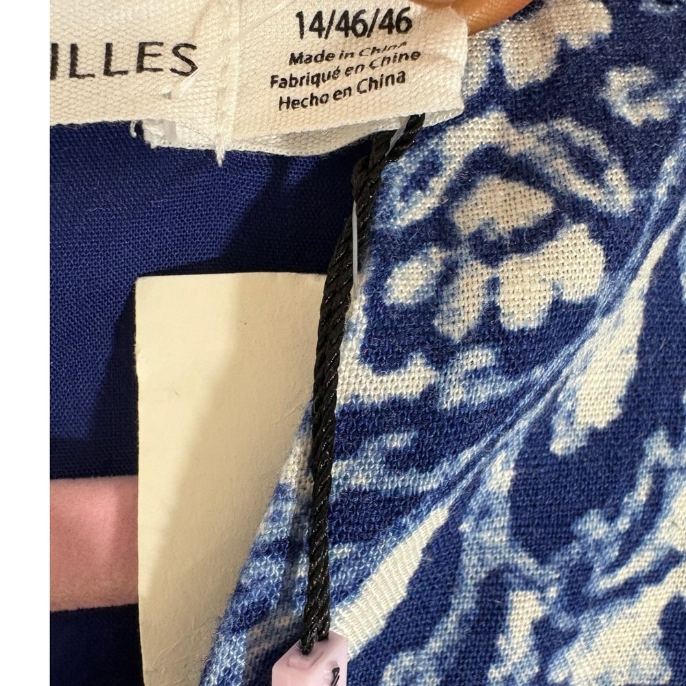 Avec Les Filles Blue Cream Paisley Tie Front Mini Dress 86170 Size 14 NWT - Picture 3 of 6
